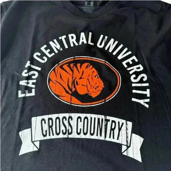 East Central University Tigers Adult Large Black T-Shirt Crew Neck Solid Cotton - Picture 3 of 9